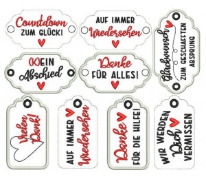 Stickserie ITH - Anhänger Manschette "Glückwunsch zum geschafften Absprung"